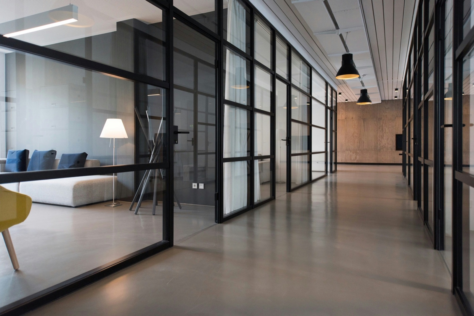Clean modern office corridor